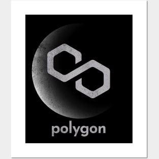 Vintage Polygon Matic Coin To The Moon Crypto Token Cryptocurrency Blockchain Wallet Birthday Gift For Men Women Kids Posters and Art